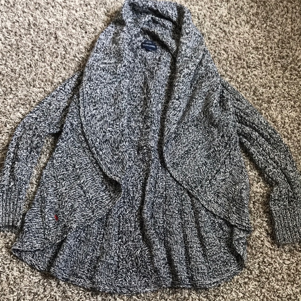 Blue And white sweater.